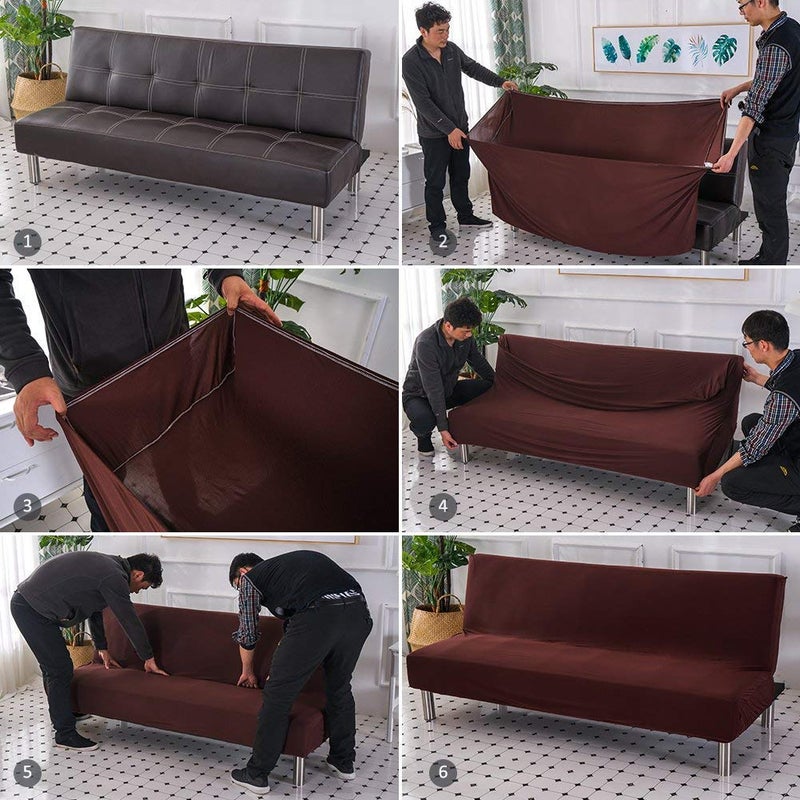 Cornasee Stretch Futon Cover Slipcovers Full Size,Fully Folding Armless Sofa Bed & Couch Protector,Machine Washable (Red) - Image 4